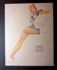 Vintage May 1948 sexy risque pin-up calendar page by Petty  9" x 11.5"