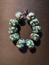 10 Millefiori glass trade beads -  (B1170) Handmade Rare - 15x20mm