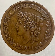 Beautiful 1841 Hard Times Token “Mint Drop Bentonian Currency 1837”