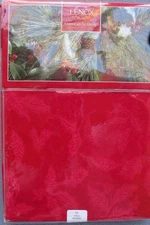 Lenox Holiday Holly Damask Red Tablecloth 70 IN Round