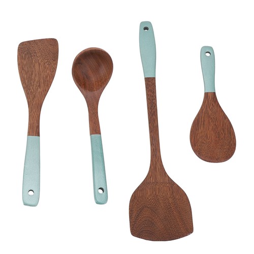 Set di utensili da cucina in legno premium 5 pezzi spatola gira zuppa mestolo - Foto 17 di 28