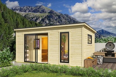 Saunahaus Gartensauna NOVA 3 506x296 cm 44mm Wände inkl. Karibu Sauna JARIN