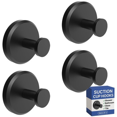 #ad #ad Black Suction Cup Hooks 4 Pack Towel Robe Holder $48.99