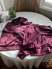 Felina Women's Velour Sweatsuit Set Burgundy XL Hoodie L Pants 2-Piece