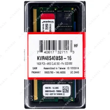 Kingston 16GB DDR5-4800 SODIMM Factory Sealed Laptop Memory RAM (KVR48S40BS8-16)