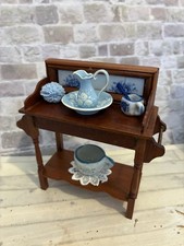 Dolls House 1/12 Scale Miniature Vintage Artisan Tiled Wash Stand & Accessories