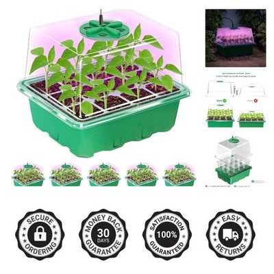5-Pack Elevated Seed Starter Trays with Full Spectrum LED Light & Humidity Domes