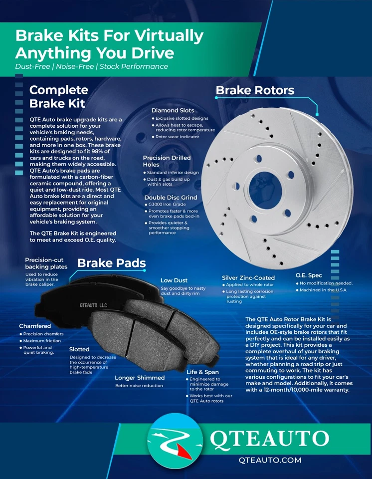 Rear 345mm Drilled Slotted Brake Disc Rotors For 2013-2019 Ford Taurus - Image 4 of 4