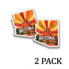 Arizona State Flag Vinyl Stickers - Desert Landscape in shape of AZ - 2 pack