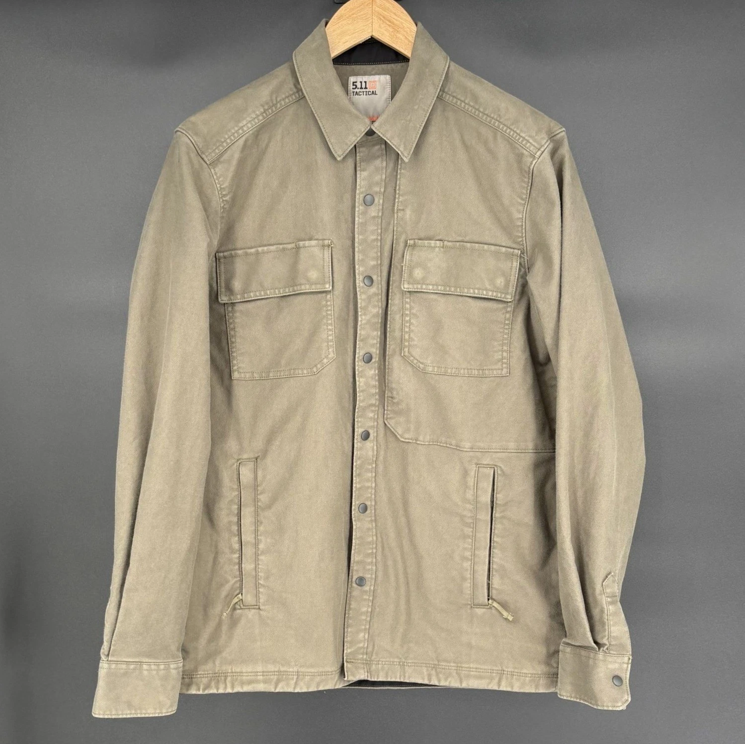 5.11 Tactical Mens Cargo Pocket Utility Jacket With Snap Closures S Green Field