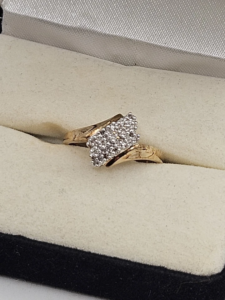 Anillo de cóctel vintage Kay Jewelers oro 10K pavé natural diamantes - talla 7 Foto 2 de 4