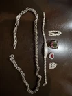 New ListingSterling Silver Lot Necklace Chain Ring 7 Charms Pendants Vintage Bracelet Heavy