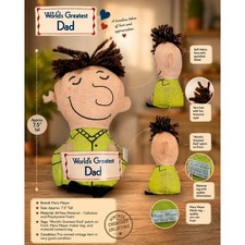 Vintage Mary Meyer Worlds Greatest Dad Stuffed Plush Doll Yarn Hair Green Shirt