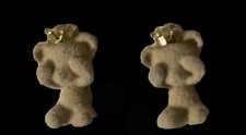 Plush Bear Stud Earrings With Crown
