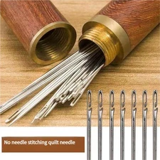 30PCS Stainless Steel Self-threading Needles Opening Sewing Darning Needles&Case