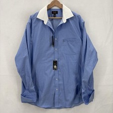 Tasso Elba Dress Shirt Mens XL Blue Non Iron Supima Cotton Regular Fit 17 36/37