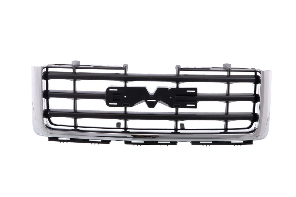 Fits 2007-2013 GMC Sierra 1500 Front Grille Assembly Chrome Shell Black Insert - Imagem 2 de 4