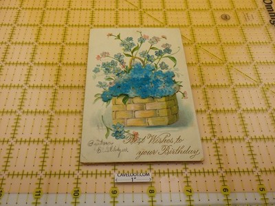 Birthday Blue Flower Basket F. E. Klein Louisville KY 1907 Posted Postcard