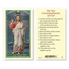 The Ten Commandments of God - Laminated Holy Card