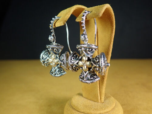 BARBARA BIXBY MALTESE CROSS EARRINGS GEMSTONE FLOWER DANGLE TOPAZ SS 18K Gift - Picture 2 of 3