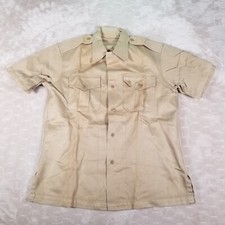 VTG 50s US MILITARY ARMY Khaki Cotton Twill Uniform Shirt STAINED See Pics