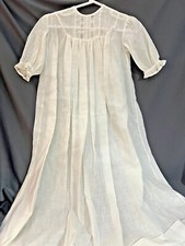 Victorian Child's White Christening Gown Dress Embordered Ruffle Sleeves, Pleats