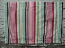 POTTERY BARN TEEN Striped Pillow Sham Pink Aqua Green Brown Organic Cotton EUC