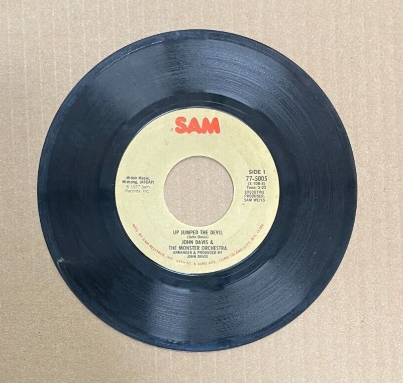 JOHN DAVIS & THE MONSTER ORCHESTRA SAM RECORDS 45 UP JUMPED THE DEVIL 77-5005 - Image 2 of 2