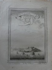 Gravure XVIIIe vers 1750 frederickbourg fort d'anois tiré de barbot + plan ghana