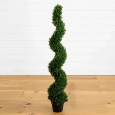 4' Artificial Cedar Spiral Topiary Tree UV (Indoor/Outdoor). Retail $174