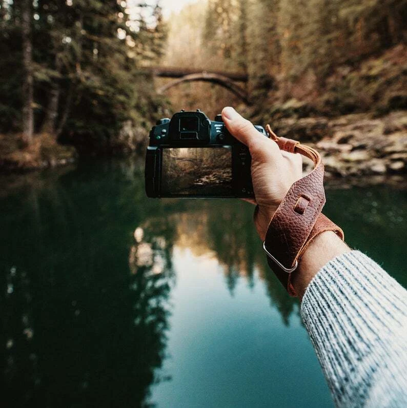 Brown Leather Wrist Strap for DSLR/SLR camera, DSLR Camera Strap - Image 2 of 4