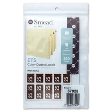 Smead 67925 Year 2025 ETS End Tab Folder Labels, Brown, 1/2 x 1", Pack of 250