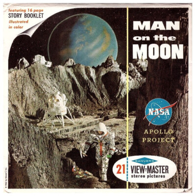 3 VIEW-MASTER Stereo,3D Reels # B658-E, MAN ON THE MOON,1964,PROJECT APOLLO,NASA