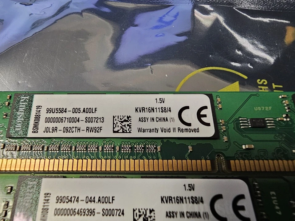 8GB (2 x 4GB) Kingston KVR16N11S8/4 Low Profile PC3-12800 DDR3 Memory (#402) - Image 3 of 4