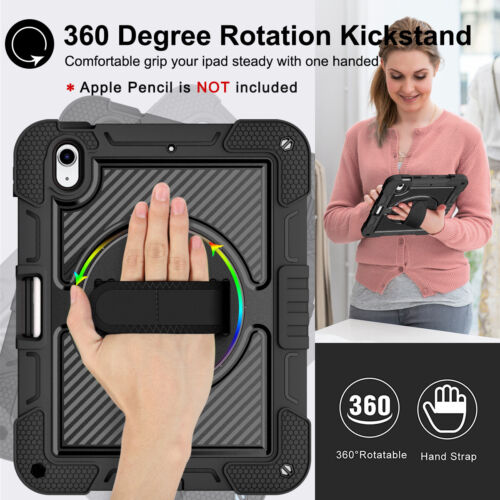 Rugged Stand Hard Case Shockproof Cover Strap For iPad 7/8/9/10th 6/5th Gen Air4 - Picture 4 of 67