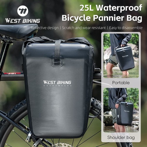 WEST BIKING 25L Waterproof Bike Single Pannier Bag MTB Bicycle Trunk Bag 1pcs - Picture 3 of 18