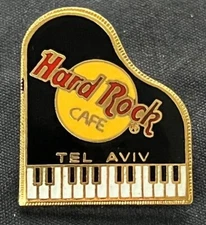 Hard Rock Cafe Tel Aviv - Black Piano w/ Classic Yellow HRC Logo Pin - 1990's