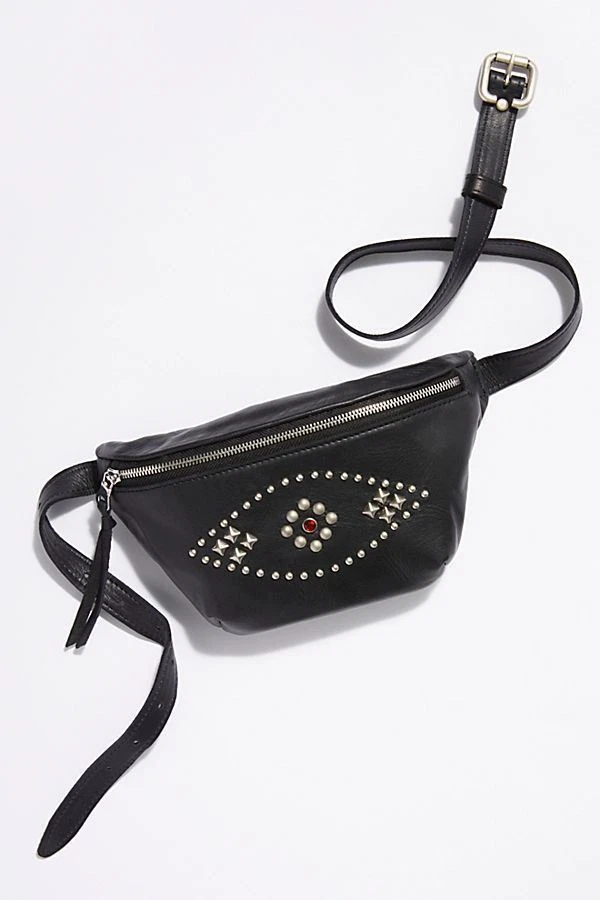 Free People Studded Moto Belt Bag Black NWT