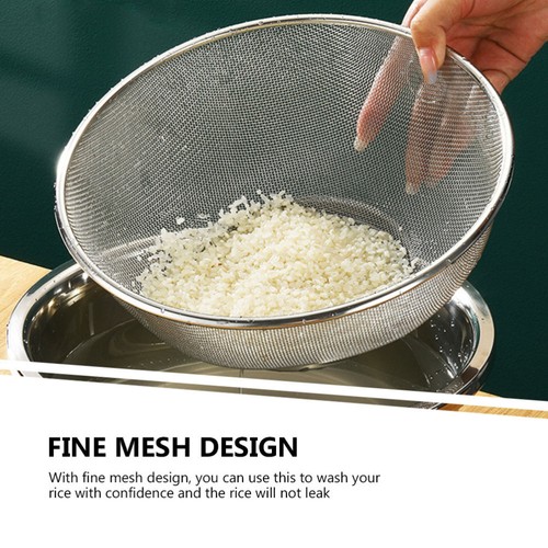 2 Pcs Drain Basket Sink Fruit Washing Bowl Stainless Steel Rice Drainer - Picture 8 of 12