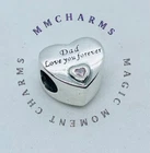 DAD - Love You Forever -European Heart Charm & Gift Pouch - STERLING SILVER S925