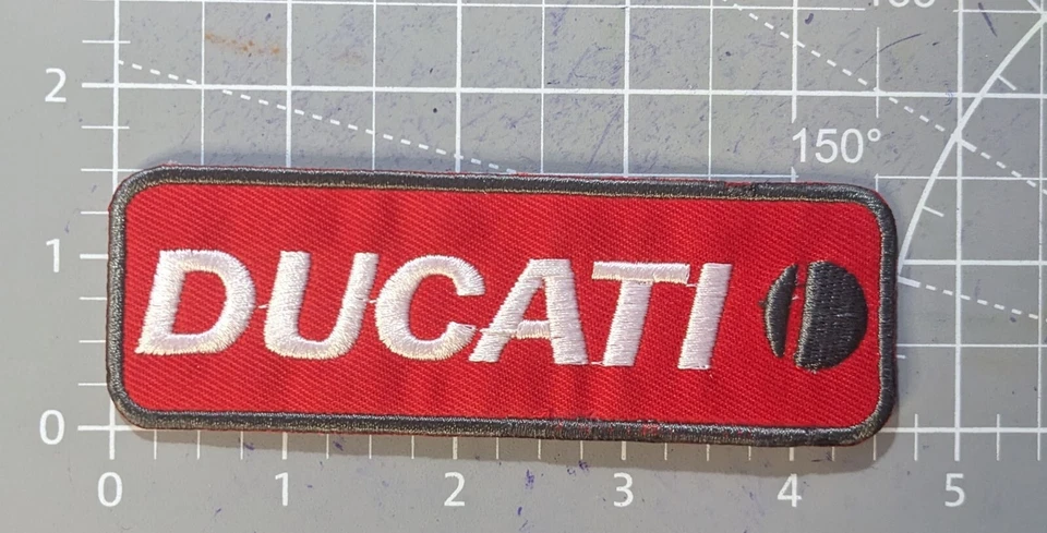 Ducati Patch Italian Motorcycle Moto Touring Biker Embroidered Iron On 1x5x4.5" - Image 2 of 3