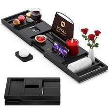 Royal Craft Wood Foldable Bathtub Tray Caddy Bamboo Bathtub Tray Expandable Bath