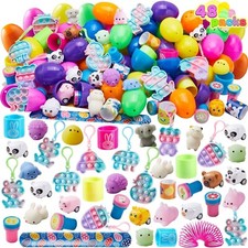 JOYIN 48 PCS Prefilled Easter Eggs with Assorted Toys,Plastic Easter Eggs Str...