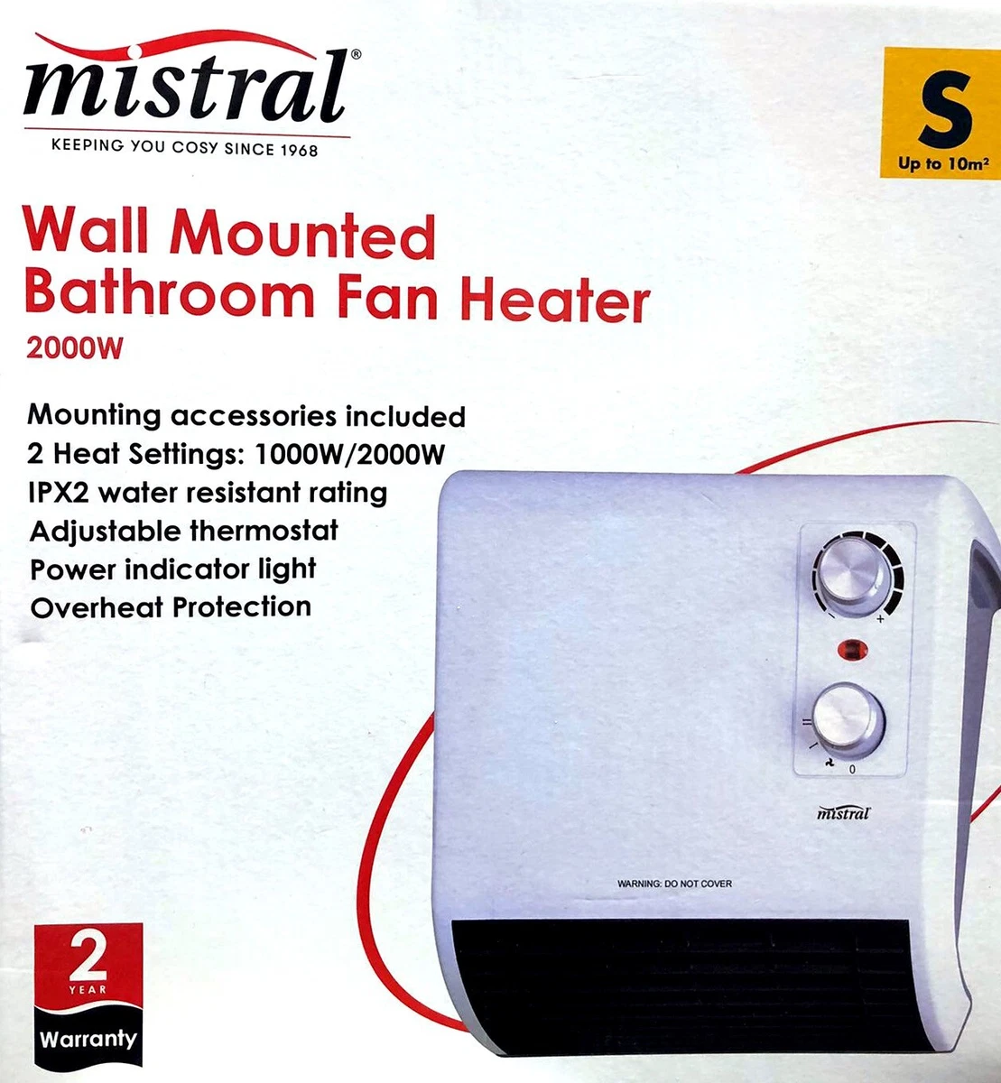 Mistral 2000W Wall Mounted Bathroom Fan Heater - White | eBay