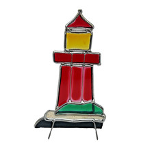 STAINED GLASS LIGHTHOUSE 6  Freestanding Suncatcher Beach Nautical Decor