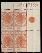 South Australia EDVII SG281, 4d orange-red, LH MINT. CONTROL PLATE 1 BLOCK