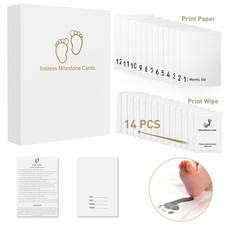 14 Pack Baby Month Inkless Milestone Cards, 1 Month to 12 Month Hand Footprint