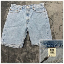 Vintage Oct 2000 Levis 505 Regular Fit Denim Shorts Mens 34 Light Blue 90s Y2K