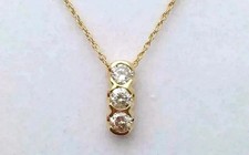 14K Yellow Gold Plated Round Cut Lab Created Diamond 2Ct Women's Bar Necklace