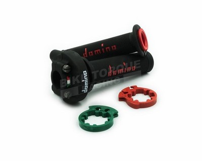 Domino XM2 Quick Action Gasgriff schwarz/rote Griffe für Straße & Rennstrecke